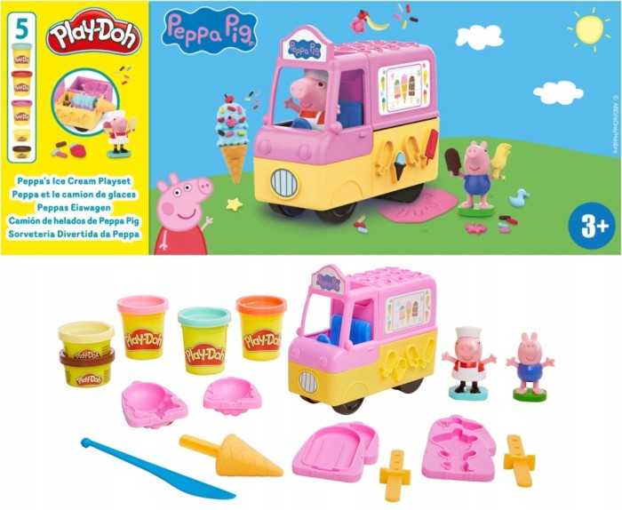 Play-Doh, ciastolina furgonetka z lodami, figurki Peppy i George'a| Prezent