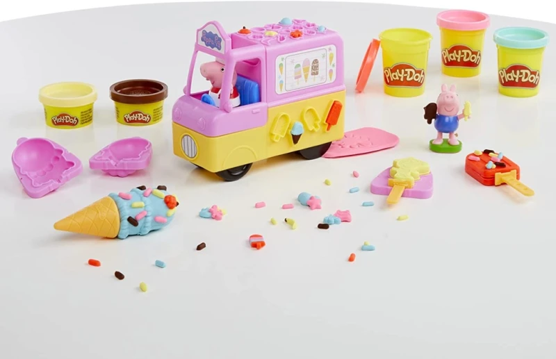 Play-Doh, ciastolina furgonetka z lodami, figurki Peppy i George'a| Prezent