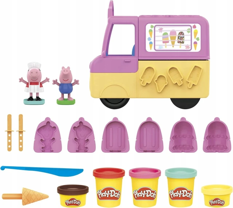 Play-Doh, ciastolina furgonetka z lodami, figurki Peppy i George'a| Prezent