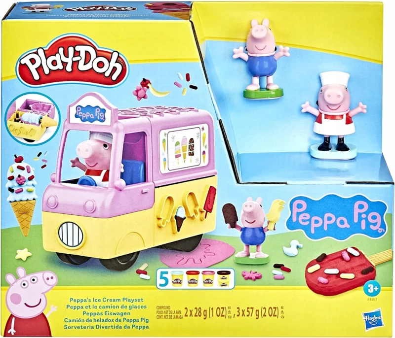 Play-Doh, ciastolina furgonetka z lodami, figurki Peppy i George'a| Prezent