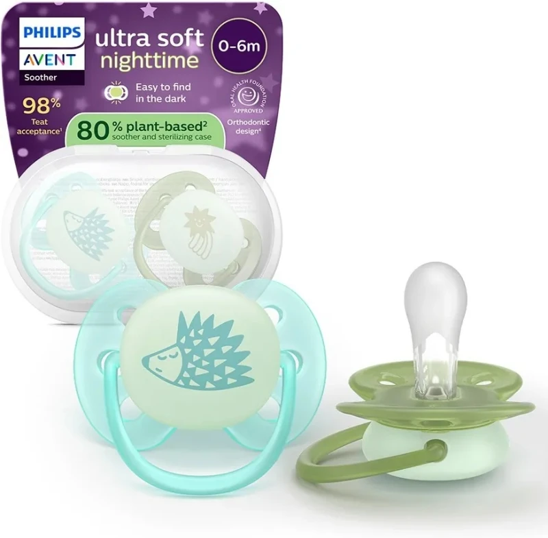 Smoczek Philips Avent ortodontyczny silikon 0-6 Night&Day SCF094/01 Jeż/Lew