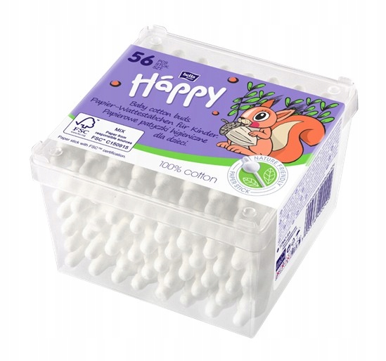 Bella Baby Happy | Patyczki higieniczne z ogranicznikiem | 56 szt.