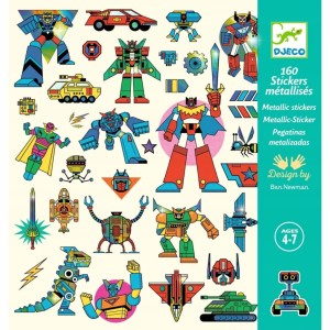 Djeco | Metaliczne naklejki ROBOTY