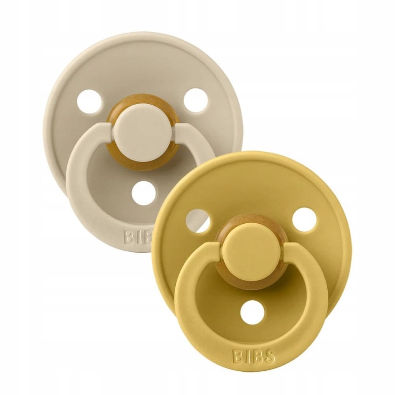 Smoczki kauczukowe BIBS COLOUR 2-PACK Vanilla & Mustard 6-18 miesięcy
