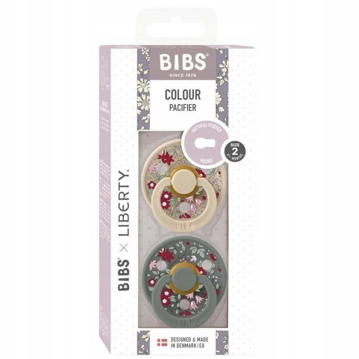 Smoczki kauczuk BIBS LIBERTY COLOUR Chamomile Lawn Pine 6-18 miesięcy