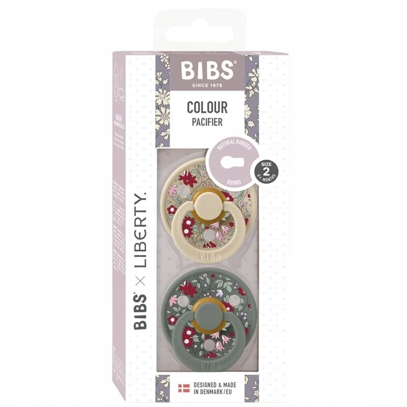 Smoczki kauczuk BIBS LIBERTY COLOUR Chamomile Lawn Pine 6-18 miesięcy