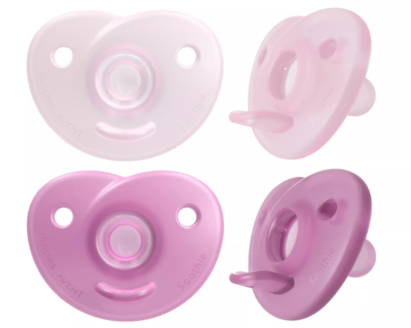 Philips Avent|Smoczek silikonowy okrągły, symetryczny| różowy |0-6 miesięcy
