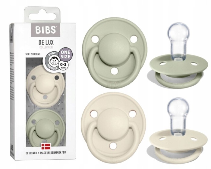 Smoczki silikonowe BIBS DE LUX 2-PACK | Ivory&Sage | ONE SIZE