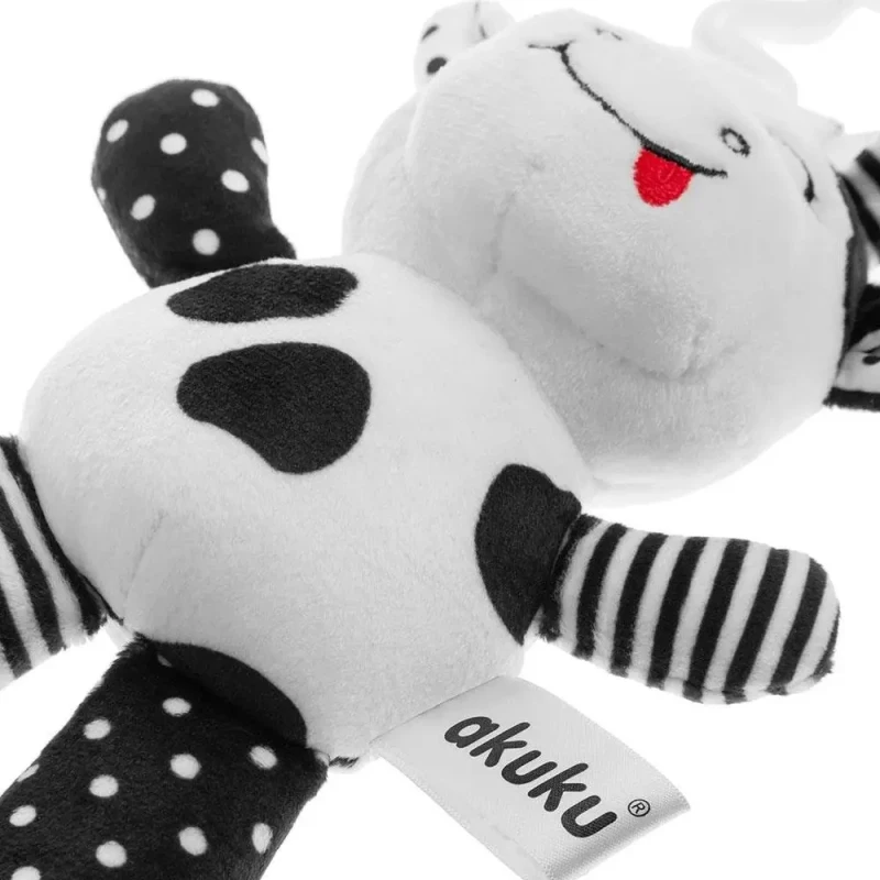 Akuku A0471 | Zawieszka pluszowa | grzechotka krówka kontrastowa | 0m+