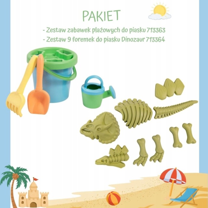 MOULIN ROTY|PAKIET PLAŻOWY|Foremki| Wiaderko z akcesoriami|Bioplastik