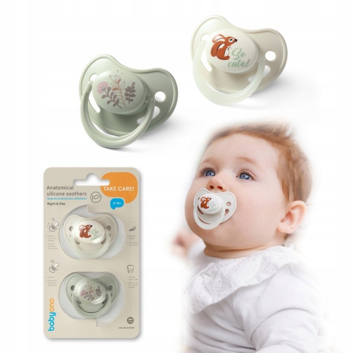 BABYONO 1670/02 | Smoczki anatomiczne silikonowe 6-18 m