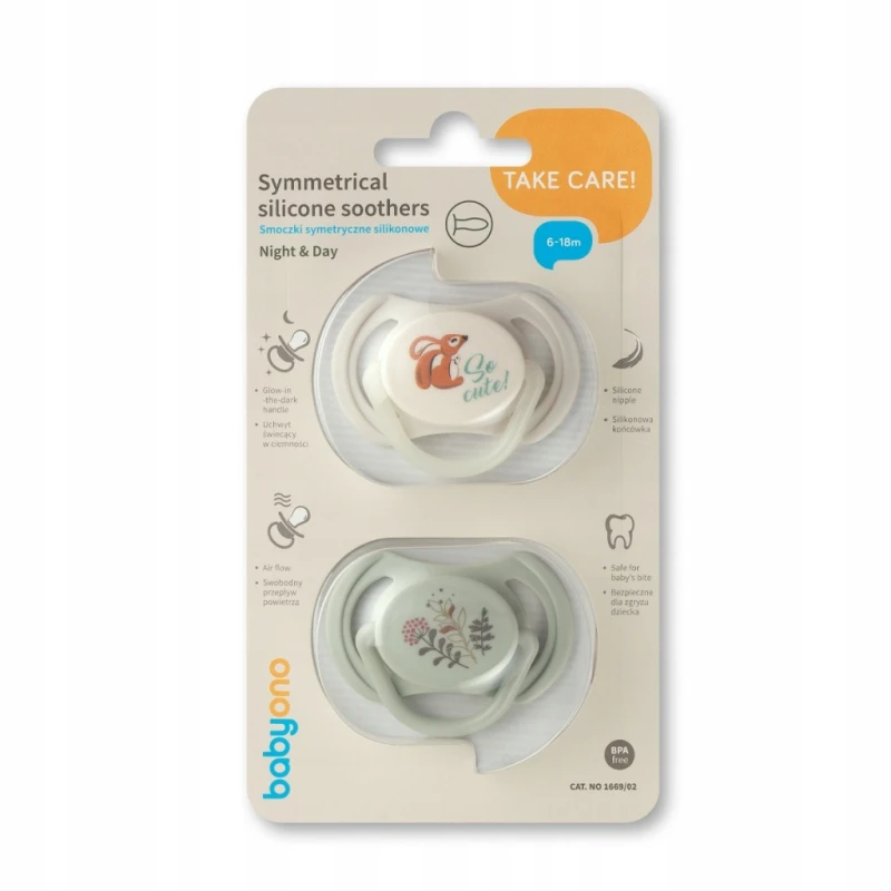 BABYONO 1669/02 | Smoczki symetryczne silikonowe 6-18 m