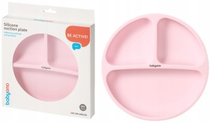 BABYONO | Zestaw silikonowych naczyń | miseczka i talerzyk |kolor różowy