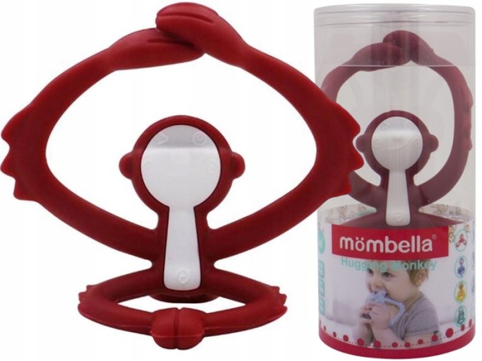 Mombella | Gryzak silikonowy na ząbkowanie | Małpka Chimney Red
