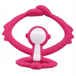 Mombella | Gryzak silikonowy na ząbkowanie | Małpka Dark Pink