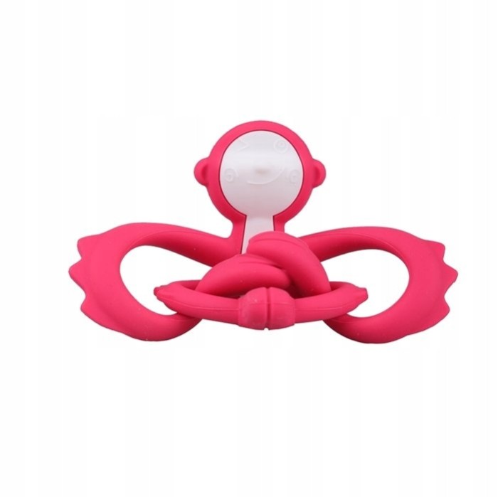 Mombella | Gryzak silikonowy na ząbkowanie | Małpka Dark Pink