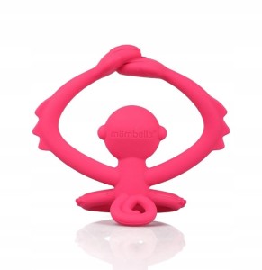Mombella | Gryzak silikonowy na ząbkowanie | Małpka Dark Pink