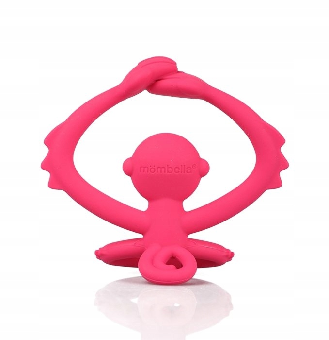 Mombella | Gryzak silikonowy na ząbkowanie | Małpka Dark Pink