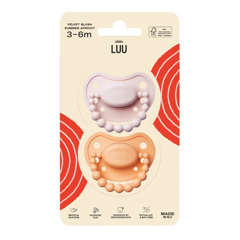Luu Kids zestaw smoczków Kids Velvet Blush i Summer Apricot +6 miesięcy