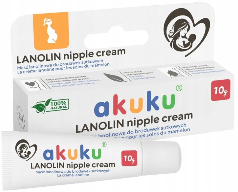 Akuku A0713 Maść LANOLINOWA krem do brodawek sutkowych 10g CZYSTA LANOLINA