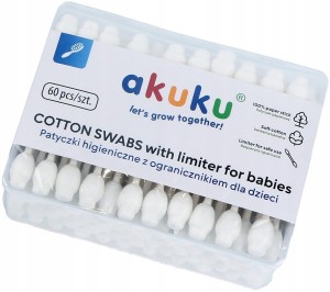 Akuku A0710 | Bezpieczne Patyczki do uszu dla niemowląt | 60szt